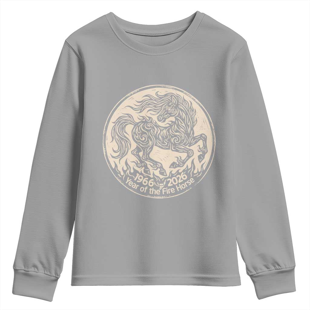 Year of the Fire Horse 1966 2026 Graphic Youth Sweatshirt 60 Years Chinese Zodiac Horse Vintage Style TS02 Sport Gray Print Your Wear