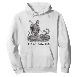Go On Now Git Funny Saint Patrick Banishing Snakes Hoodie Irish History Humor St Patricks Day TS02 White Print Your Wear