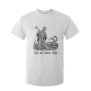 Go On Now Git Funny Saint Patrick Banishing Snakes T Shirt For Kid Irish History Humor St Patricks Day TS02 White Print Your Wear