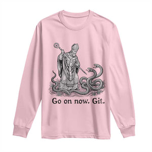 Go On Now Git Funny Saint Patrick Banishing Snakes Long Sleeve Shirt Irish History Humor St Patricks Day TS02 Light Pink Print Your Wear