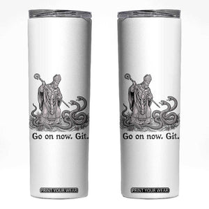 Go On Now Git Funny Saint Patrick Banishing Snakes Skinny Tumbler Irish History Humor St Patricks Day TS02 White Print Your Wear