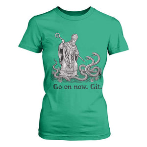 Go On Now Git Funny Saint Patrick Banishing Snakes T Shirt For Women Irish History Humor St Patricks Day TS02 Irish Green Print Your Wear