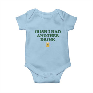 Irish I Had Another Drink Baby Onesie Funny St Patricks Day Beer Drinking Joke Pub Humor TS02 Light Blue Print Your Wear