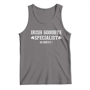 Funny Irish Goodbye Specialist Go Quietly Tank Top St Patricks Day Introvert Humor TS02 Deep Heather Print Your Wear