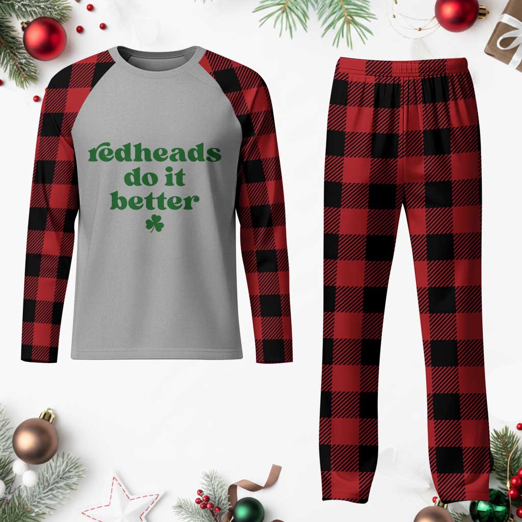 Redheads Do It Better Funny Irish Pride Plaid Pajama Set St Patricks Day Ginger Humor TS02 Buffalo Plaid Print Your Wear