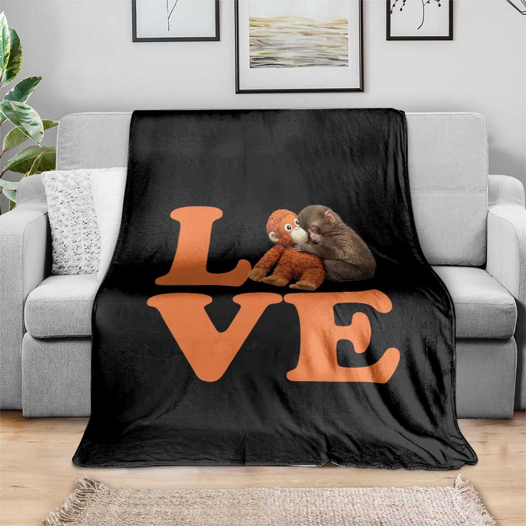 Love Punch the Baby Monkey Throw Blanket Cute Hugging Plush Toy Viral Friendship TS02 Print Your Wear