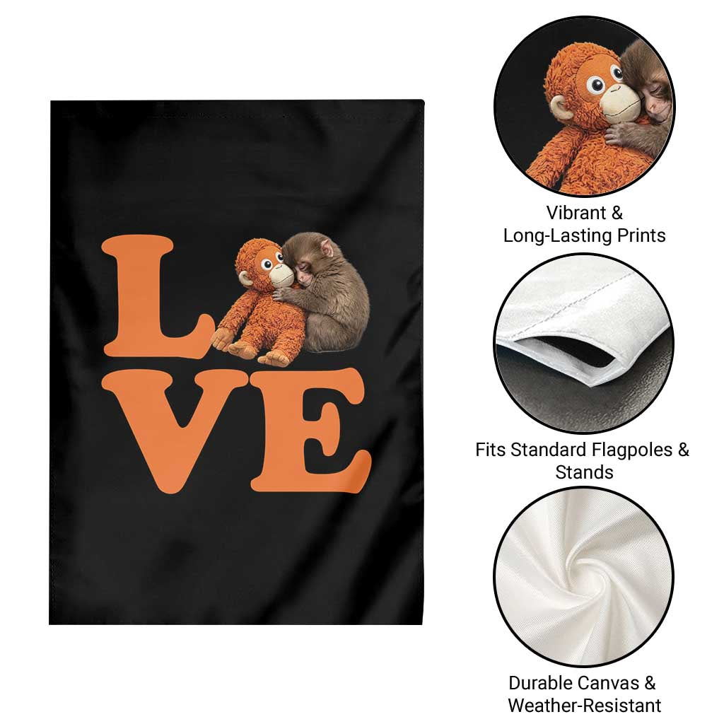 Love Punch the Baby Monkey Garden Flag Cute Hugging Plush Toy Viral Friendship TS02 Print Your Wear