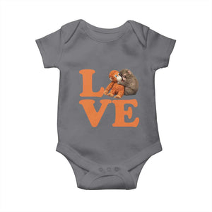 Love Punch the Baby Monkey Baby Onesie Cute Hugging Plush Toy Viral Friendship TS02 Charcoal Print Your Wear
