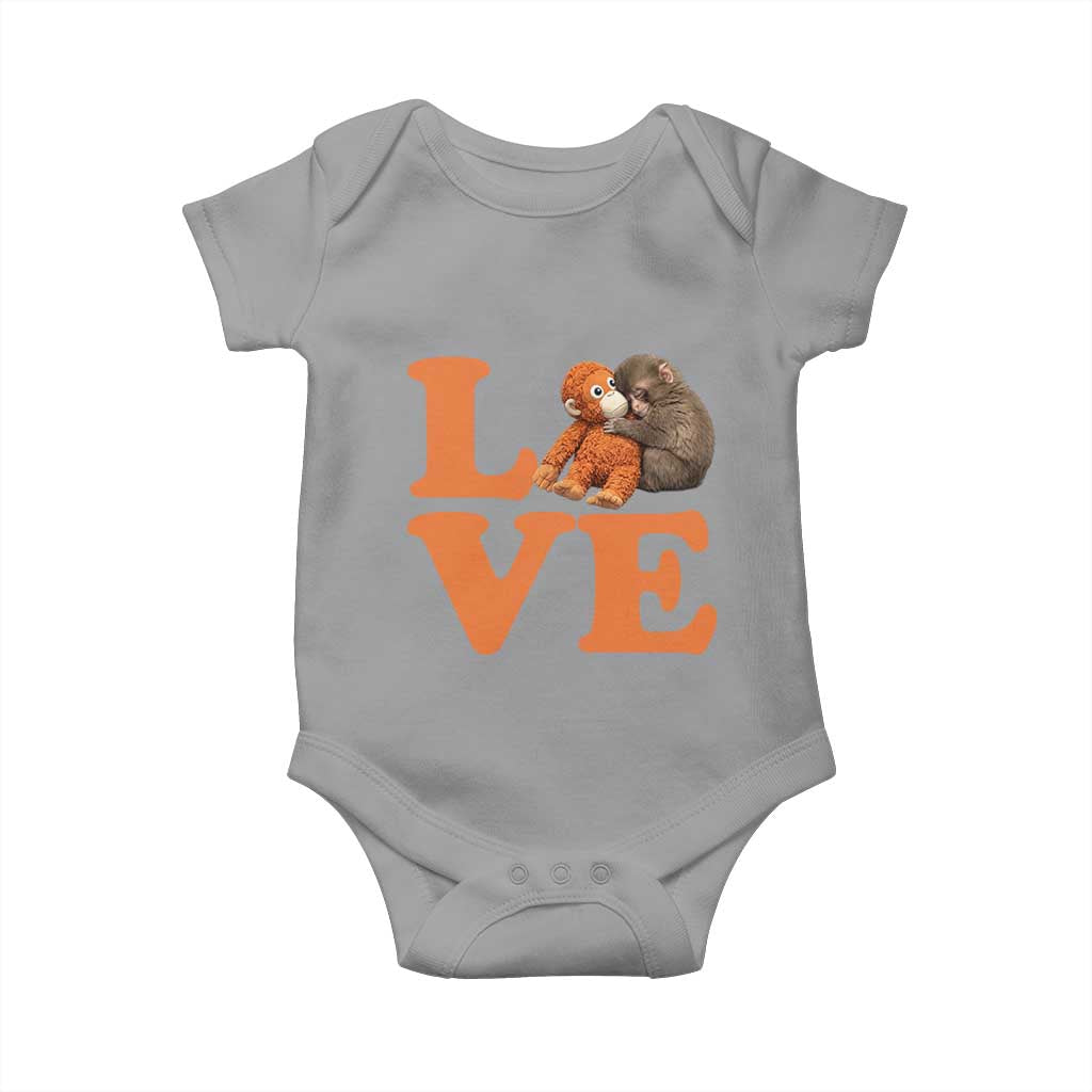 Love Punch the Baby Monkey Baby Onesie Cute Hugging Plush Toy Viral Friendship TS02 Sport Gray Print Your Wear