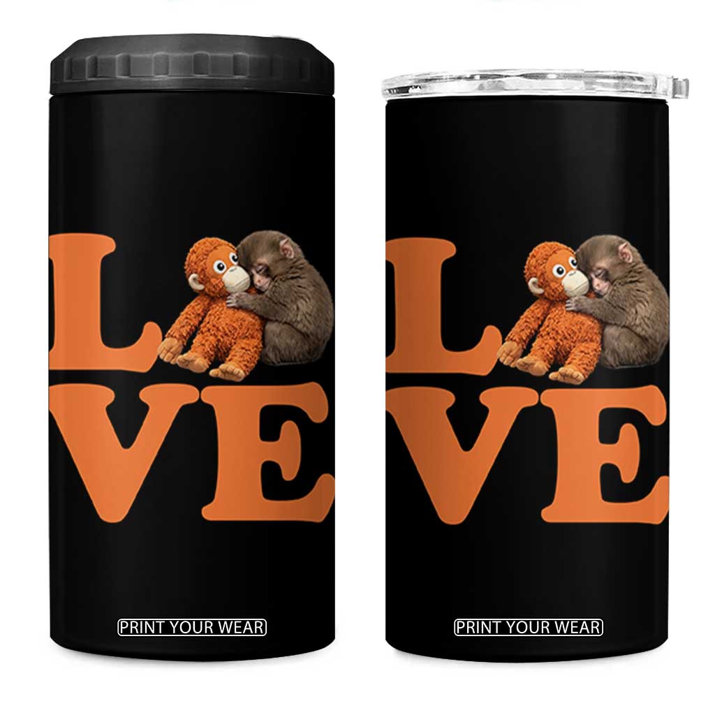 Love Punch the Baby Monkey 4 in 1 Can Cooler Tumbler Cute Hugging Plush Toy Viral Friendship TS02 One Size: 16 oz Black Print Your Wear