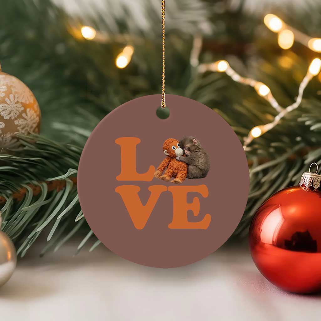 Love Punch the Baby Monkey Ceramic Ornament Cute Hugging Plush Toy Viral Friendship TS02 1pc Mocha Print Your Wear