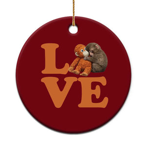 Love Punch the Baby Monkey Ceramic Ornament Cute Hugging Plush Toy Viral Friendship TS02 1pc Red Print Your Wear