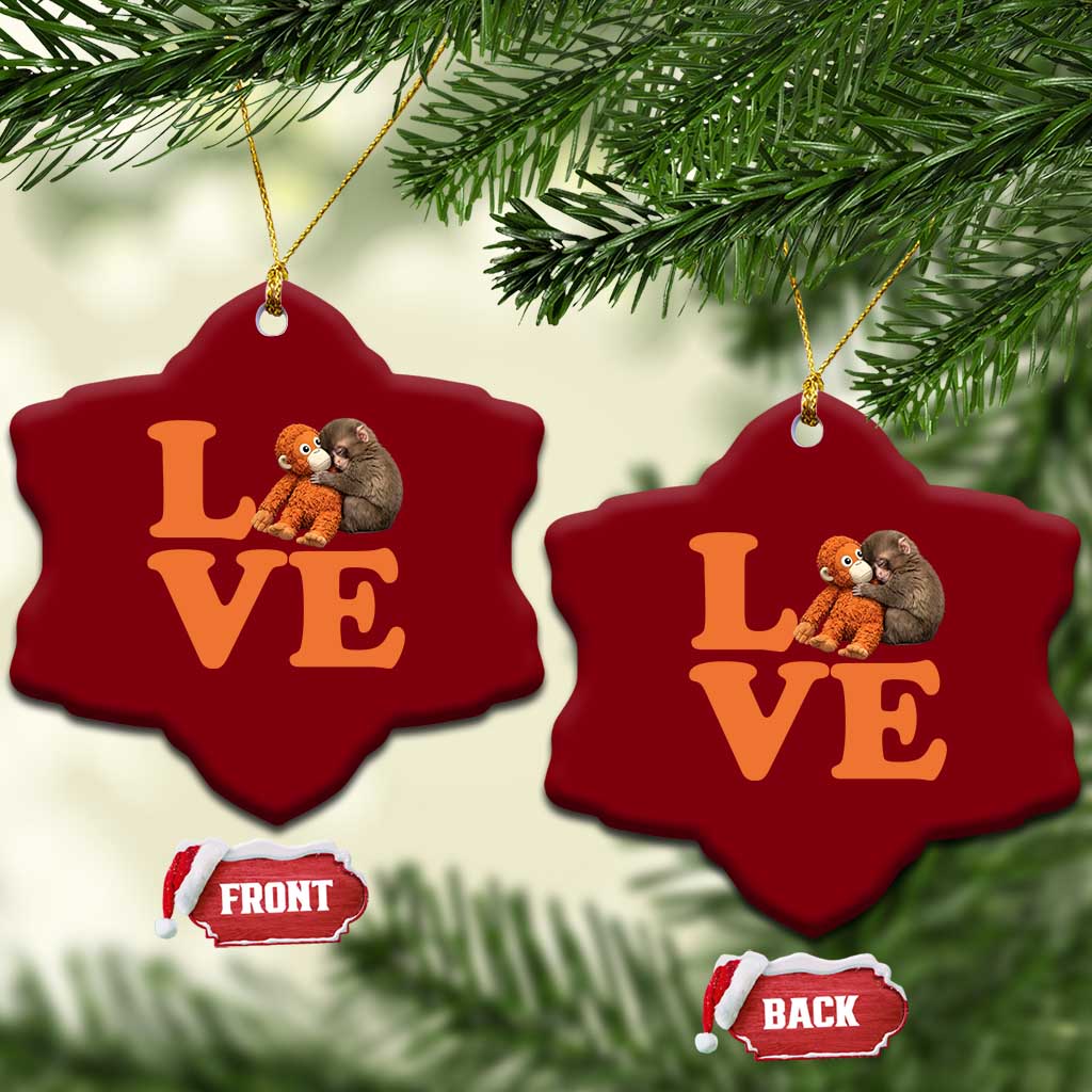 Love Punch the Baby Monkey Ceramic Ornament Cute Hugging Plush Toy Viral Friendship TS02 Print Your Wear