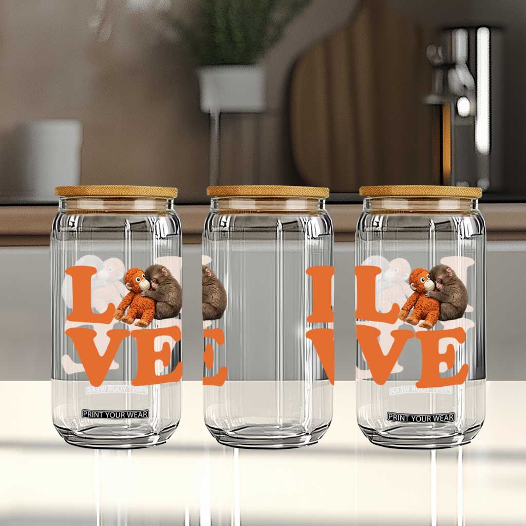 Love Punch the Baby Monkey Glass Can Cute Hugging Plush Toy Viral Friendship TS02 Print Your Wear