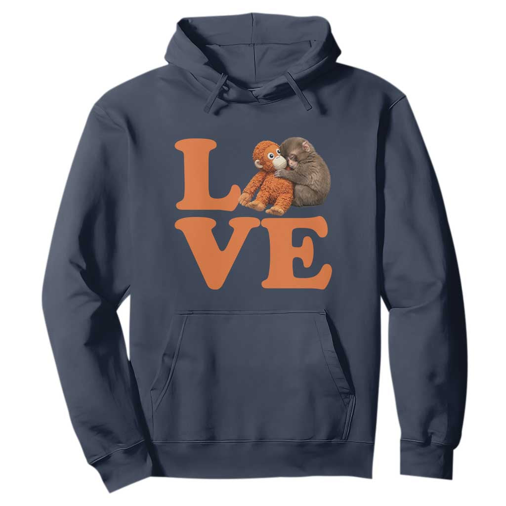 Love Punch the Baby Monkey Hoodie Cute Hugging Plush Toy Viral Friendship TS02 Navy Print Your Wear