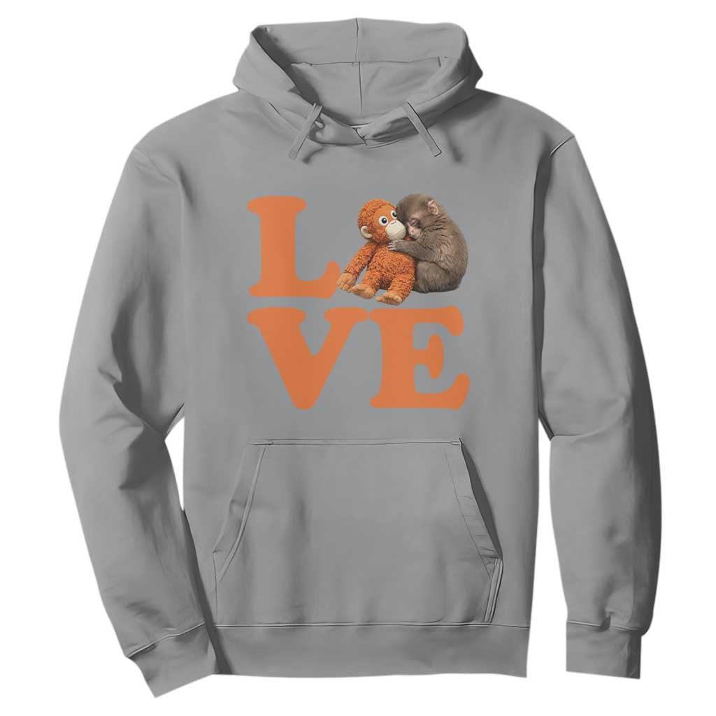 Love Punch the Baby Monkey Hoodie Cute Hugging Plush Toy Viral Friendship TS02 Sport Gray Print Your Wear