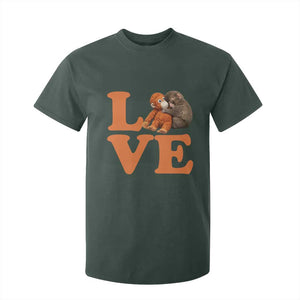 Love Punch the Baby Monkey T Shirt For Kid Cute Hugging Plush Toy Viral Friendship TS02 Dark Forest Green Print Your Wear