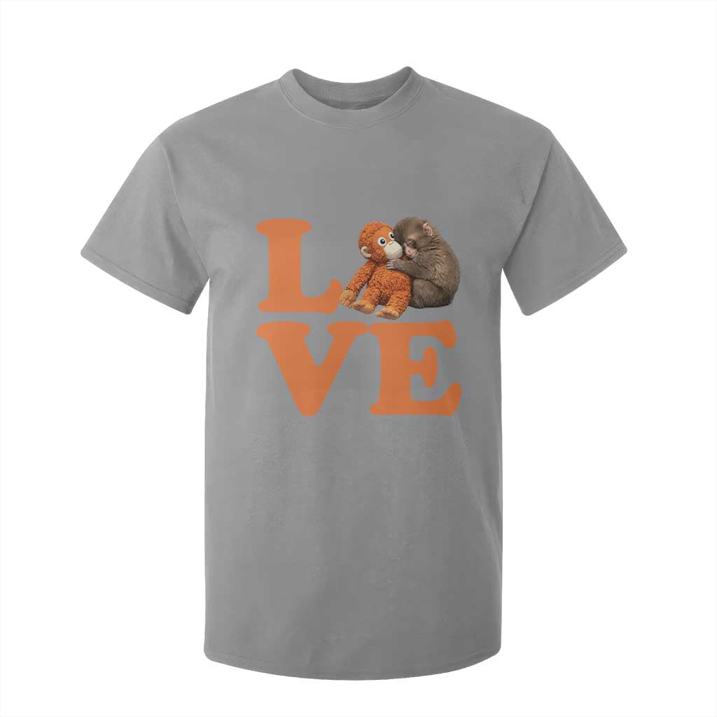 Love Punch the Baby Monkey T Shirt For Kid Cute Hugging Plush Toy Viral Friendship TS02 Sport Gray Print Your Wear
