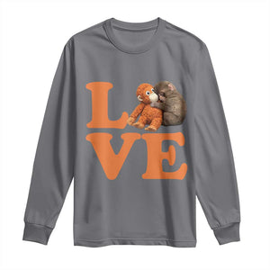 Love Punch the Baby Monkey Long Sleeve Shirt Cute Hugging Plush Toy Viral Friendship TS02 Charcoal Print Your Wear