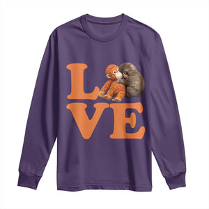 Love Punch the Baby Monkey Long Sleeve Shirt Cute Hugging Plush Toy Viral Friendship TS02 Purple Print Your Wear