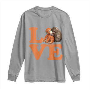 Love Punch the Baby Monkey Long Sleeve Shirt Cute Hugging Plush Toy Viral Friendship TS02 Sport Gray Print Your Wear