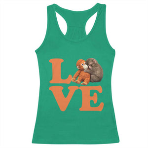 Love Punch the Baby Monkey Racerback Tank Top Cute Hugging Plush Toy Viral Friendship TS02 Irish Green Print Your Wear