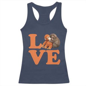 Love Punch the Baby Monkey Racerback Tank Top Cute Hugging Plush Toy Viral Friendship TS02 Navy Print Your Wear