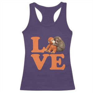 Love Punch the Baby Monkey Racerback Tank Top Cute Hugging Plush Toy Viral Friendship TS02 Purple Print Your Wear