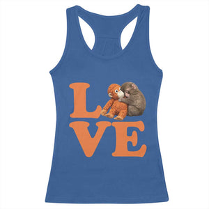 Love Punch the Baby Monkey Racerback Tank Top Cute Hugging Plush Toy Viral Friendship TS02 Royal Blue Print Your Wear