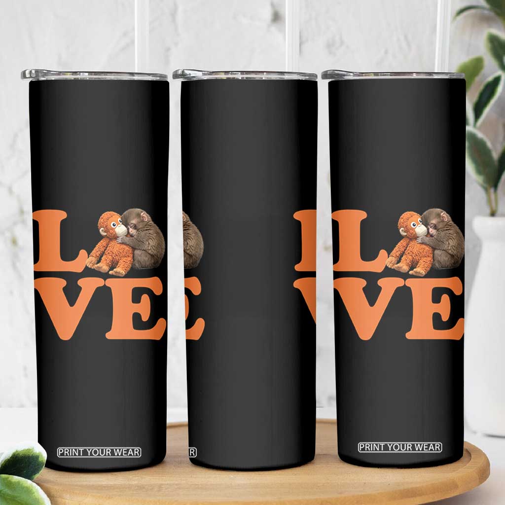 Love Punch the Baby Monkey Skinny Tumbler Cute Hugging Plush Toy Viral Friendship TS02 Print Your Wear