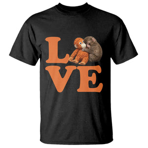 Love Punch the Baby Monkey T Shirt Cute Hugging Plush Toy Viral Friendship TS02 Black Print Your Wear