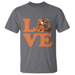 Love Punch the Baby Monkey T Shirt Cute Hugging Plush Toy Viral Friendship TS02 Charcoal Print Your Wear