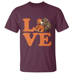 Love Punch the Baby Monkey T Shirt Cute Hugging Plush Toy Viral Friendship TS02 Maroon Print Your Wear