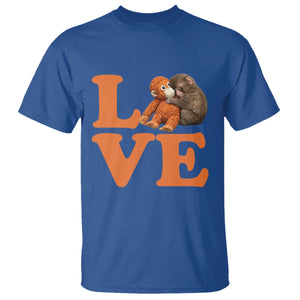 Love Punch the Baby Monkey T Shirt Cute Hugging Plush Toy Viral Friendship TS02 Royal Blue Print Your Wear