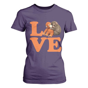 Love Punch the Baby Monkey T Shirt For Women Cute Hugging Plush Toy Viral Friendship TS02 Purple Print Your Wear
