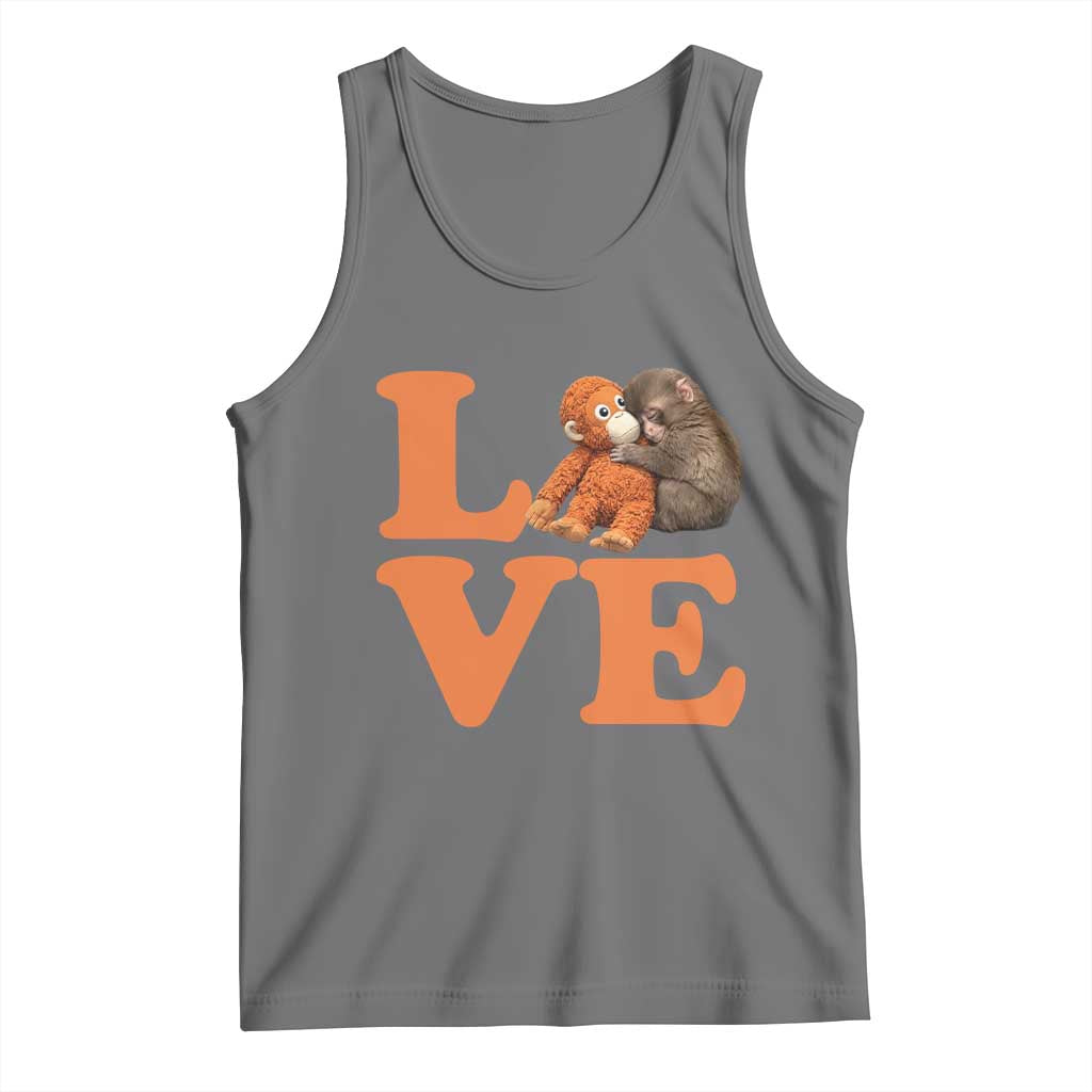 Love Punch the Baby Monkey Tank Top Cute Hugging Plush Toy Viral Friendship TS02 Black Heather Print Your Wear