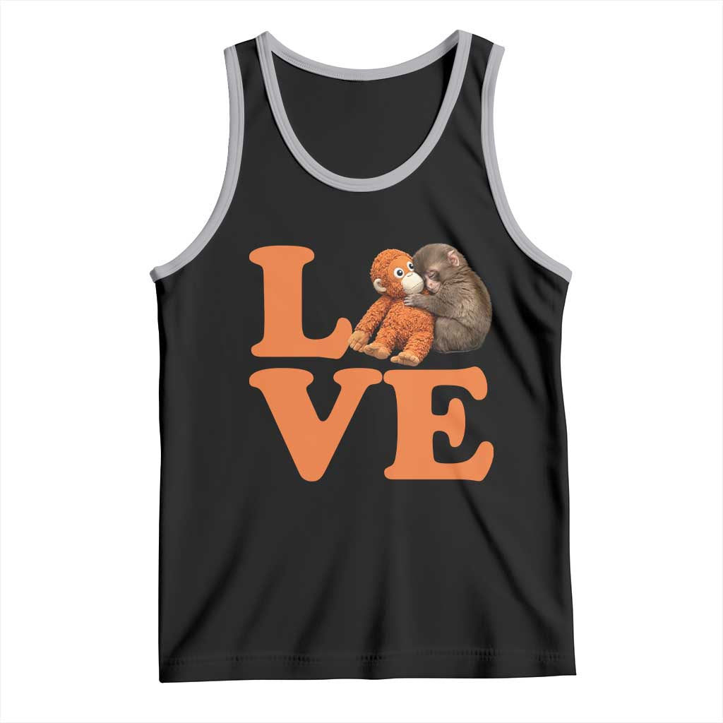 Love Punch the Baby Monkey Tank Top Cute Hugging Plush Toy Viral Friendship TS02 Black Athletic Heather Print Your Wear