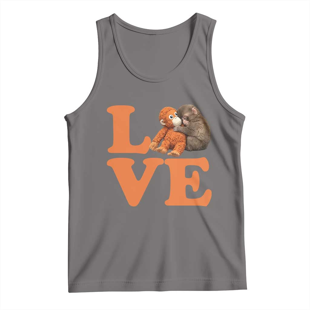 Love Punch the Baby Monkey Tank Top Cute Hugging Plush Toy Viral Friendship TS02 Deep Heather Print Your Wear