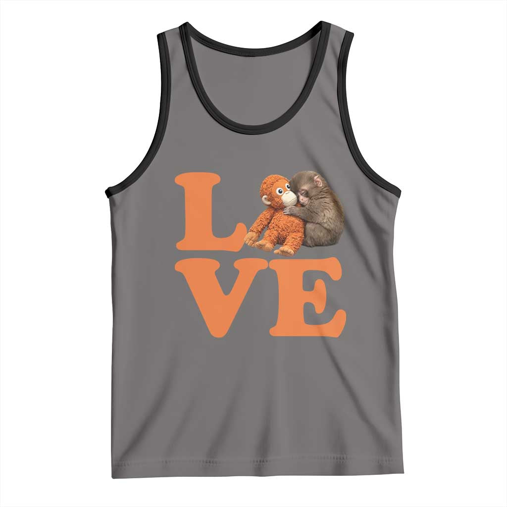 Love Punch the Baby Monkey Tank Top Cute Hugging Plush Toy Viral Friendship TS02 Deep Heather Black Print Your Wear