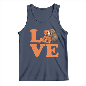 Love Punch the Baby Monkey Tank Top Cute Hugging Plush Toy Viral Friendship TS02 Navy Print Your Wear
