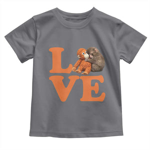 Love Punch the Baby Monkey Toddler T Shirt Cute Hugging Plush Toy Viral Friendship TS02 Charcoal Print Your Wear
