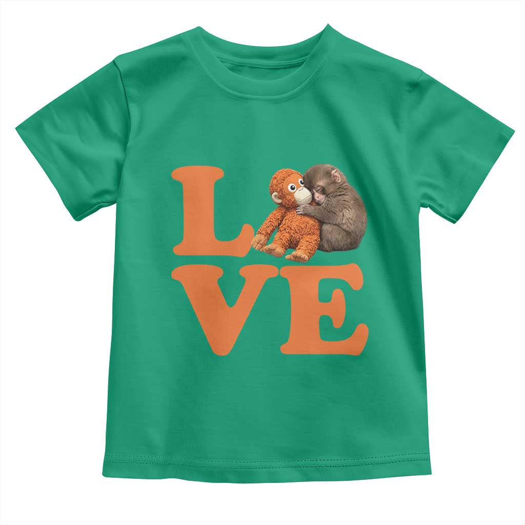 Love Punch the Baby Monkey Toddler T Shirt Cute Hugging Plush Toy Viral Friendship TS02 Irish Green Print Your Wear