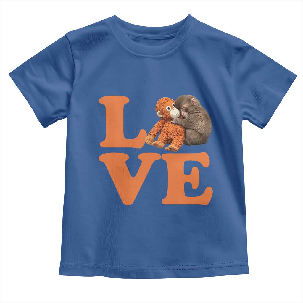 Love Punch the Baby Monkey Toddler T Shirt Cute Hugging Plush Toy Viral Friendship TS02 Royal Blue Print Your Wear