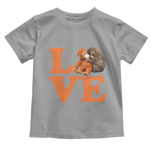 Love Punch the Baby Monkey Toddler T Shirt Cute Hugging Plush Toy Viral Friendship TS02 Sport Gray Print Your Wear