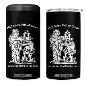 Funny Catholic Faith Humor 4 in 1 Can Cooler Tumbler Hail Mary Full of Grace Punch the Devil in the Face TS02 One Size: 16 oz Black Print Your Wear
