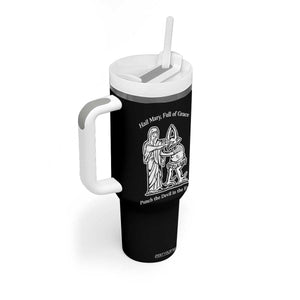 Funny Catholic Faith Humor Tumbler With Handle Hail Mary Full of Grace Punch the Devil in the Face TS02 Print Your Wear