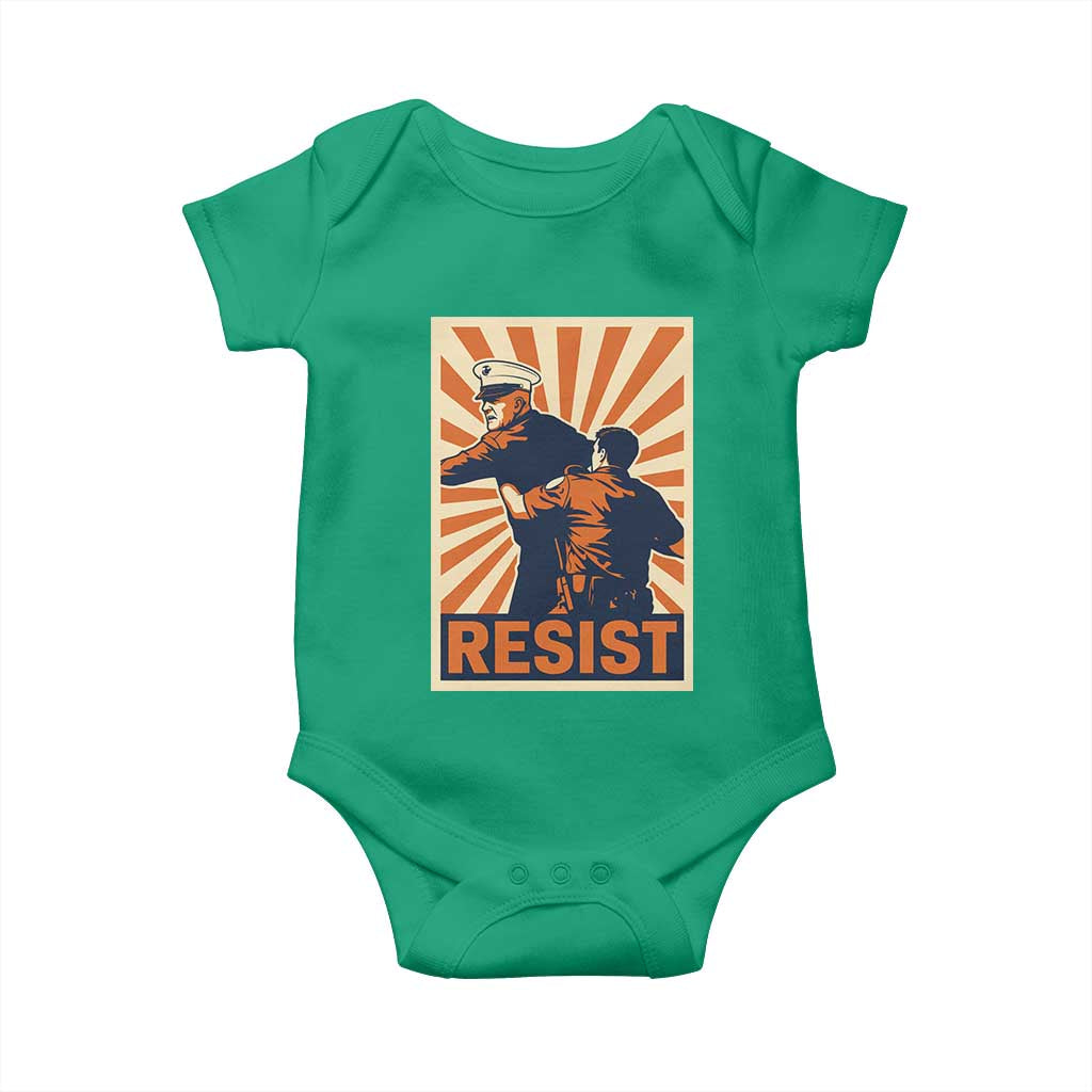 Resist Marine Veteran Political Protest Baby Onesie America First Anti War TS02 Irish Green Print Your Wear