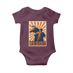 Resist Marine Veteran Political Protest Baby Onesie America First Anti War TS02 Maroon Print Your Wear