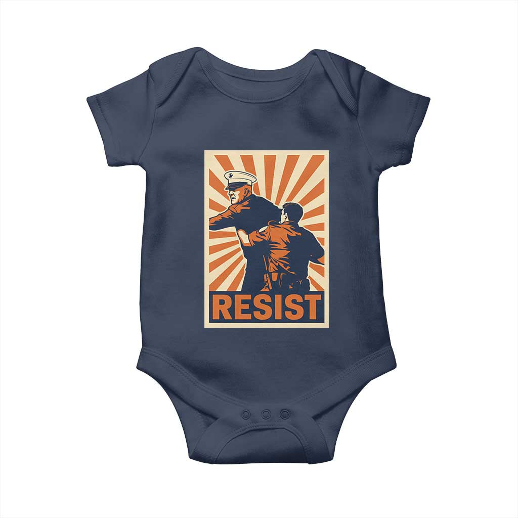 Resist Marine Veteran Political Protest Baby Onesie America First Anti War TS02 Navy Print Your Wear