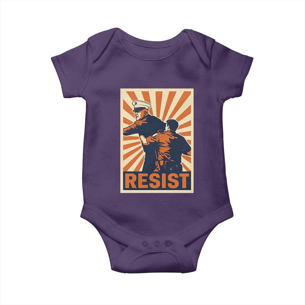 Resist Marine Veteran Political Protest Baby Onesie America First Anti War TS02 Purple Print Your Wear